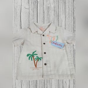 Cat & Jack Kids Cream Tropical Button-Down Shirt